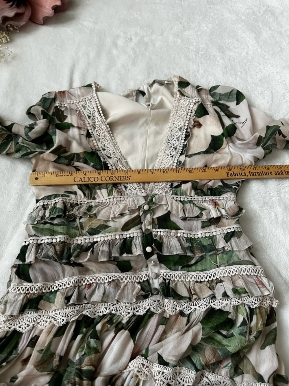 AllSaints Zora Alessandra Floral Lace-Trimmed Dress size 4 - Picture 12 of 16